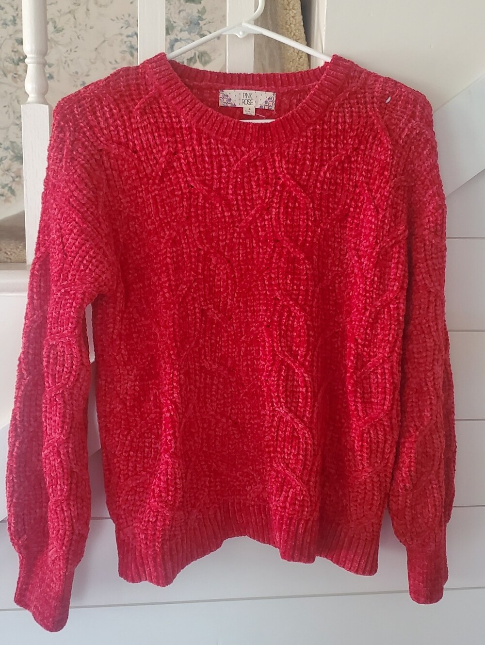 Small Red Pink Rose Sweater
